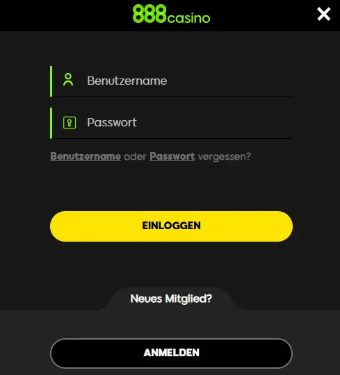 Registrierung im 888CASINO
