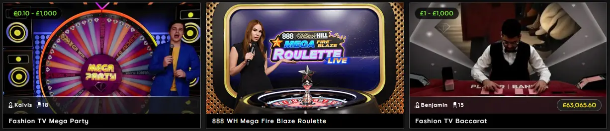 Studios und Anbieter 888CASINO
